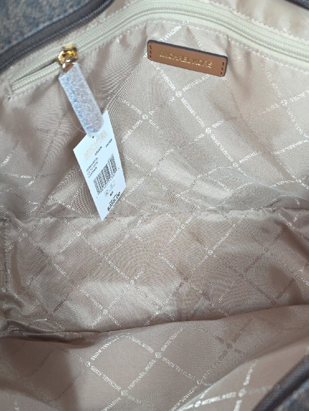 Michael Kors Arden Large Pebbled Leather Tote Bag in brown colorway - Picture 4 of 6